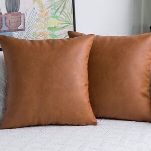 Faux Leather Pillow Cases Set of 2 Size 45cmx45cm